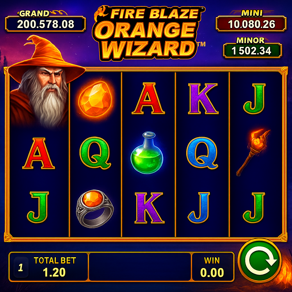 Nine Casino - Fire Blaze Orange Wizard Slot Game